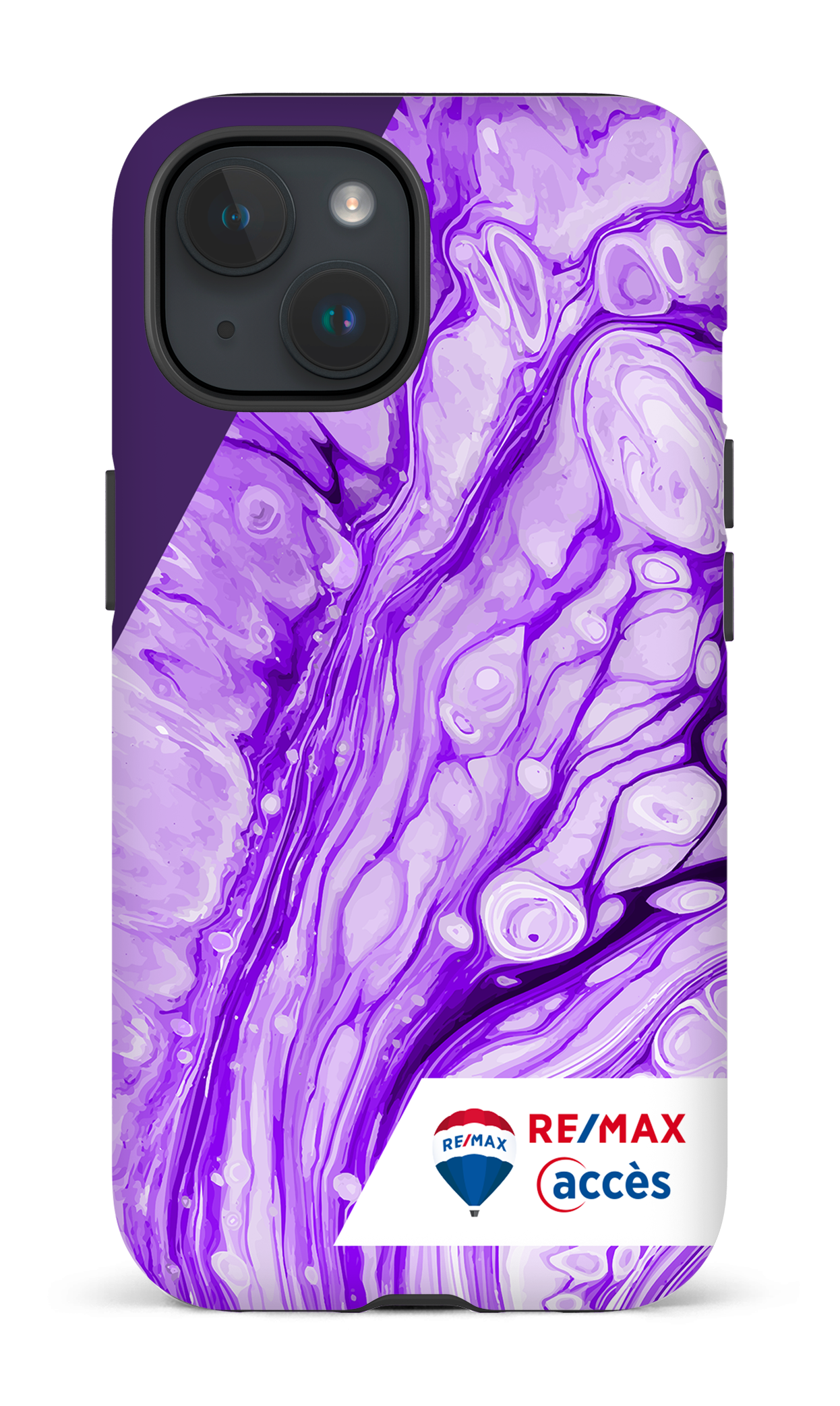iPhone 15 Tough (Matte) Peinture marbrée claire violette -