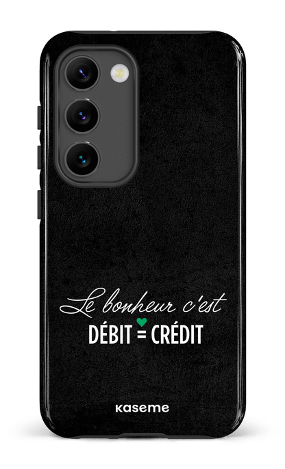 Galaxy S23 Tough Gloss Le bonheur c'est débit = crédit (noir) -
