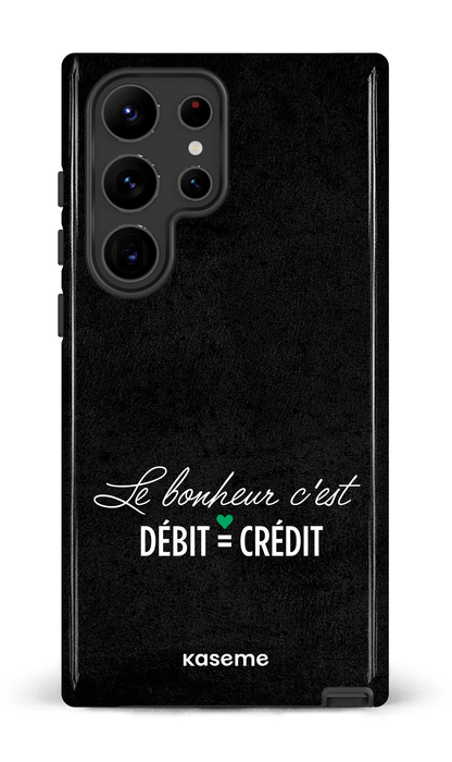 Galaxy S23 Ultra Tough Gloss Le bonheur c'est débit = crédit (noir) -