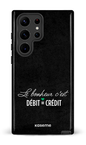 Galaxy S23 Ultra Tough Gloss Le bonheur c'est débit = crédit (noir) -