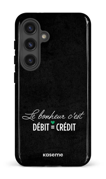 Galaxy S24 Tough (Gloss) Le bonheur c'est débit = crédit (noir) -