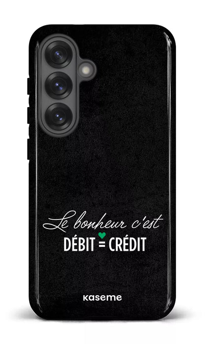 Galaxy S25 Tough (Gloss) Le bonheur c'est débit = crédit (noir) -