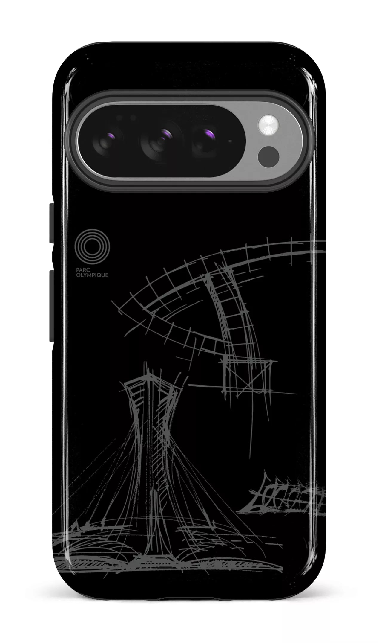 Google Pixel 10 Pro Impact (Gloss) Parc Olympique - Croquis Plan Noir -