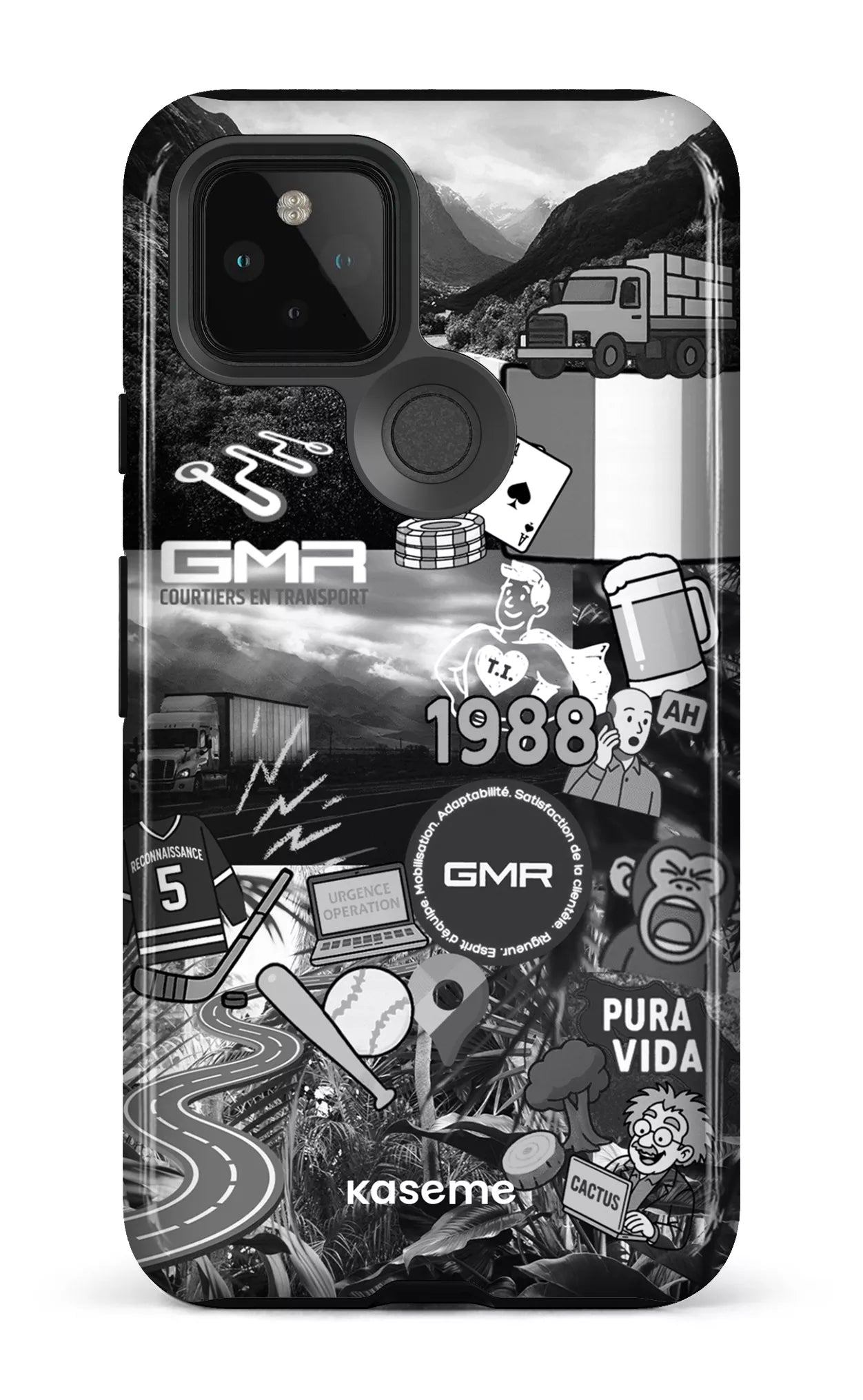 Google Pixel 5 Tough GMR Collage Noir et Blanc -