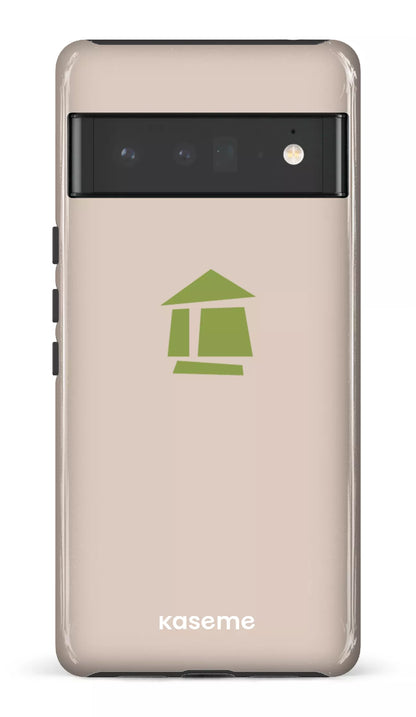 Google Pixel 6 Pro Tough (Gloss) Flordeco logo grège -