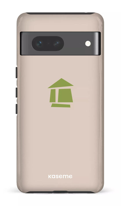 Google Pixel 7 Tough Gloss Flordeco logo grège -