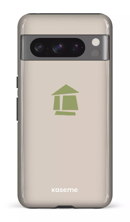 Google Pixel 8 Pro Tough Gloss Flordeco logo grège -