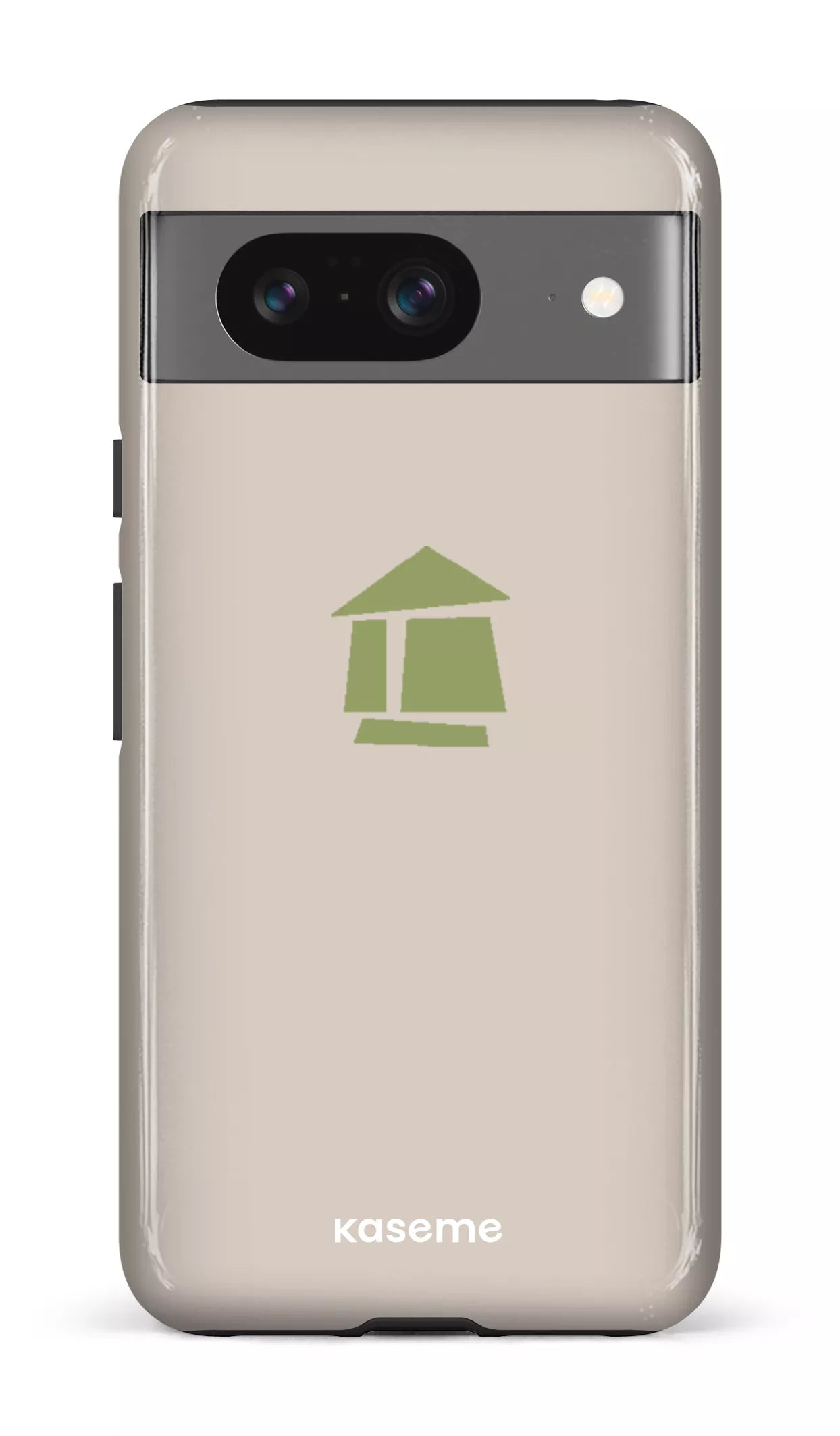 Google Pixel 8 Tough Gloss Flordeco logo grège -