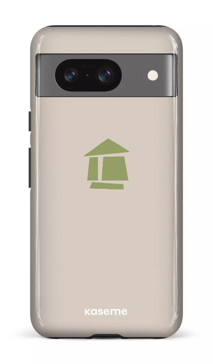Google Pixel 8 Tough Gloss Flordeco logo grège -