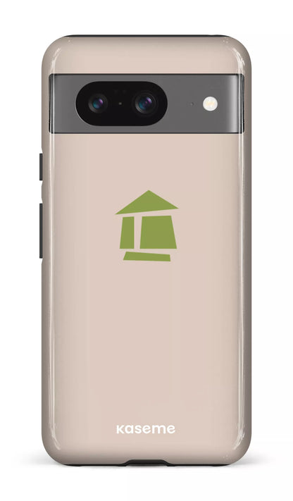 Google Pixel 8 Tough Gloss Flordeco logo grège -