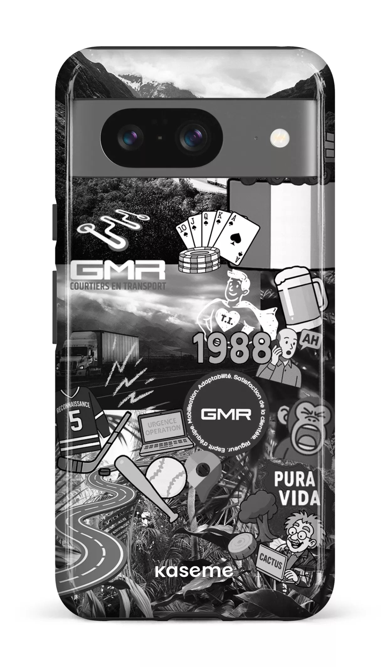 Google Pixel 8 Tough Gloss GMR Collage Noir et Blanc -