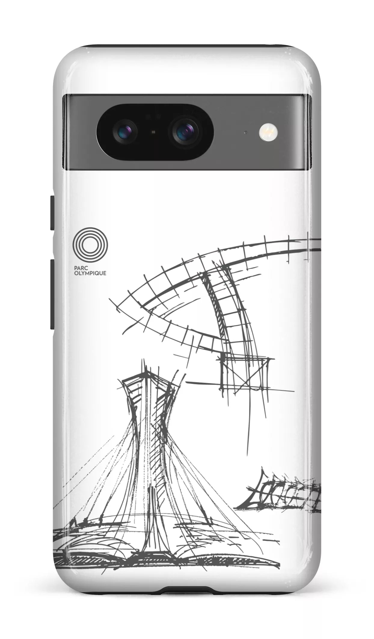 Google Pixel 8 Tough Gloss Parc Olympique - Croquis Plan Blanc -