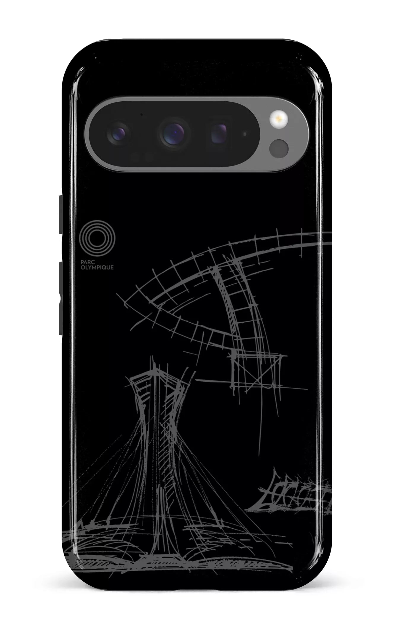 Google Pixel 9 Pro Impact (Gloss) Parc Olympique - Croquis Plan Noir -