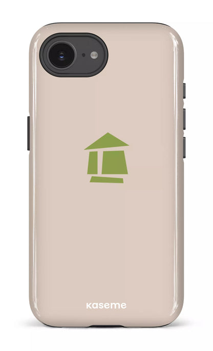 IPhone 16 E Impact Case Flordeco logo grège -