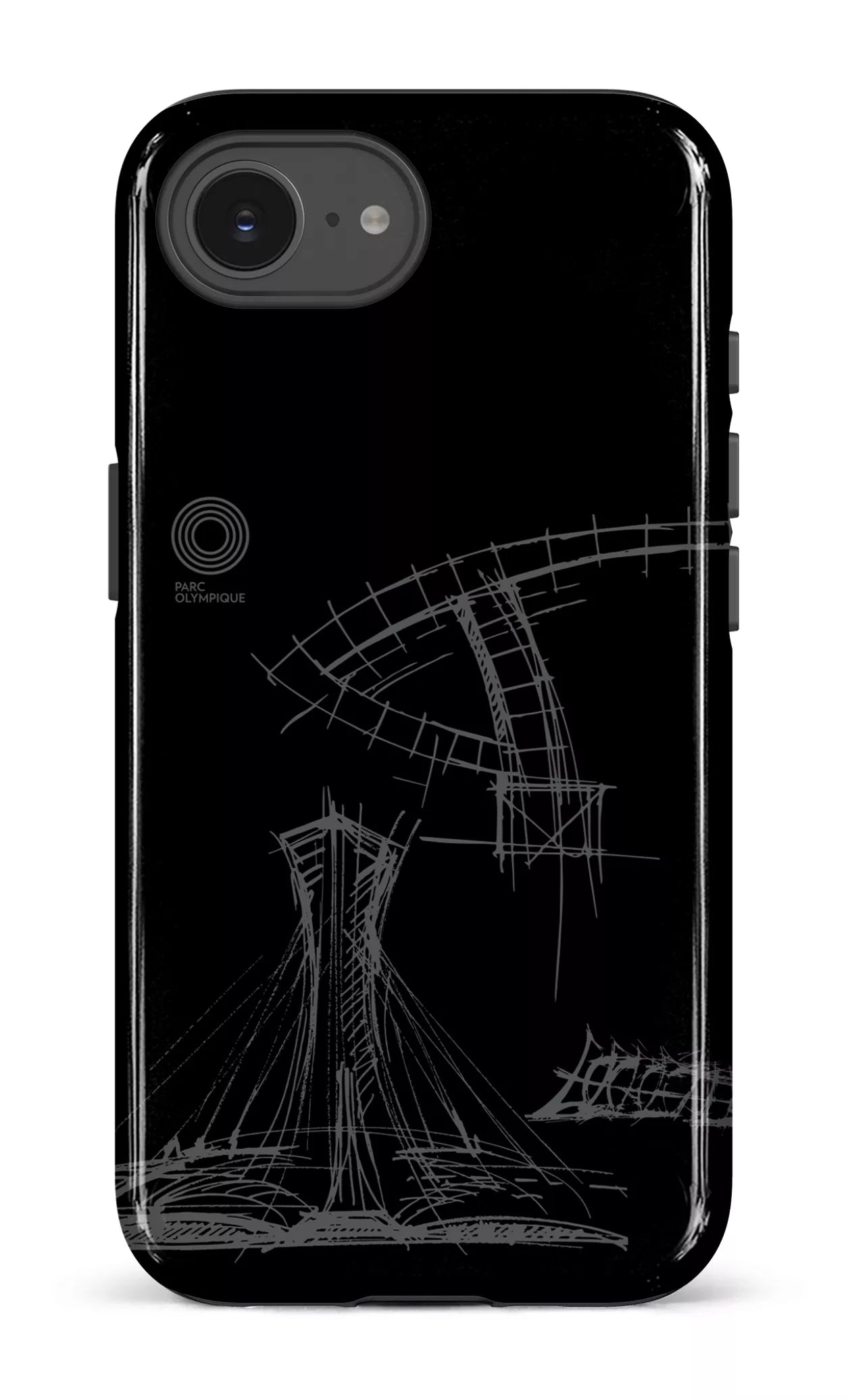 IPhone 16 E Impact Case Parc Olympique - Croquis Plan Noir -