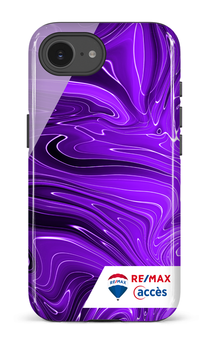 IPhone 16 E Impact Case Peinture marbrée sombre violette -