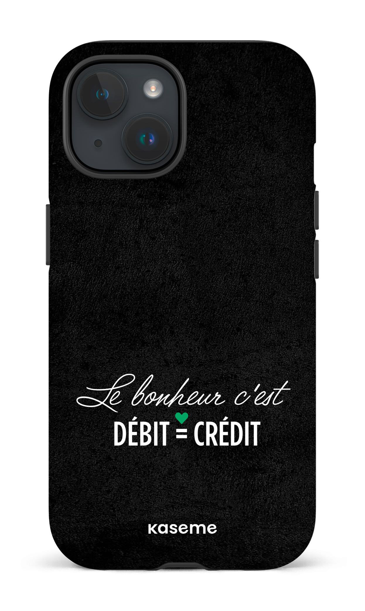 Le bonheur c'est débit = crédit (noir) - iPhone 15 Tough (Matte)