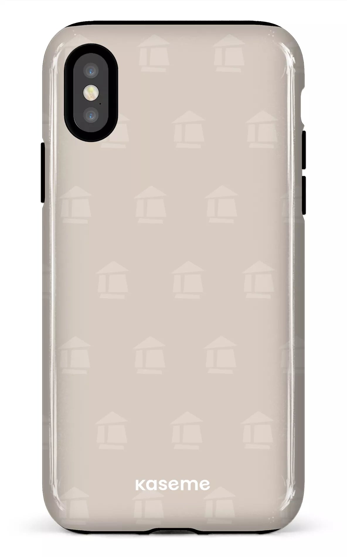iPhone X/XS Tough Flordeco motif grège -
