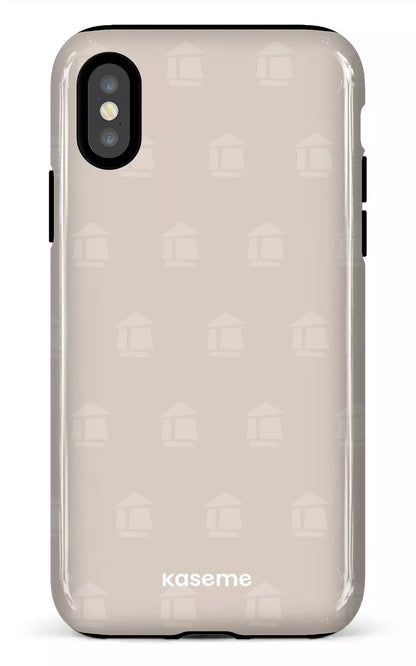 iPhone X/XS Tough Flordeco motif grège -