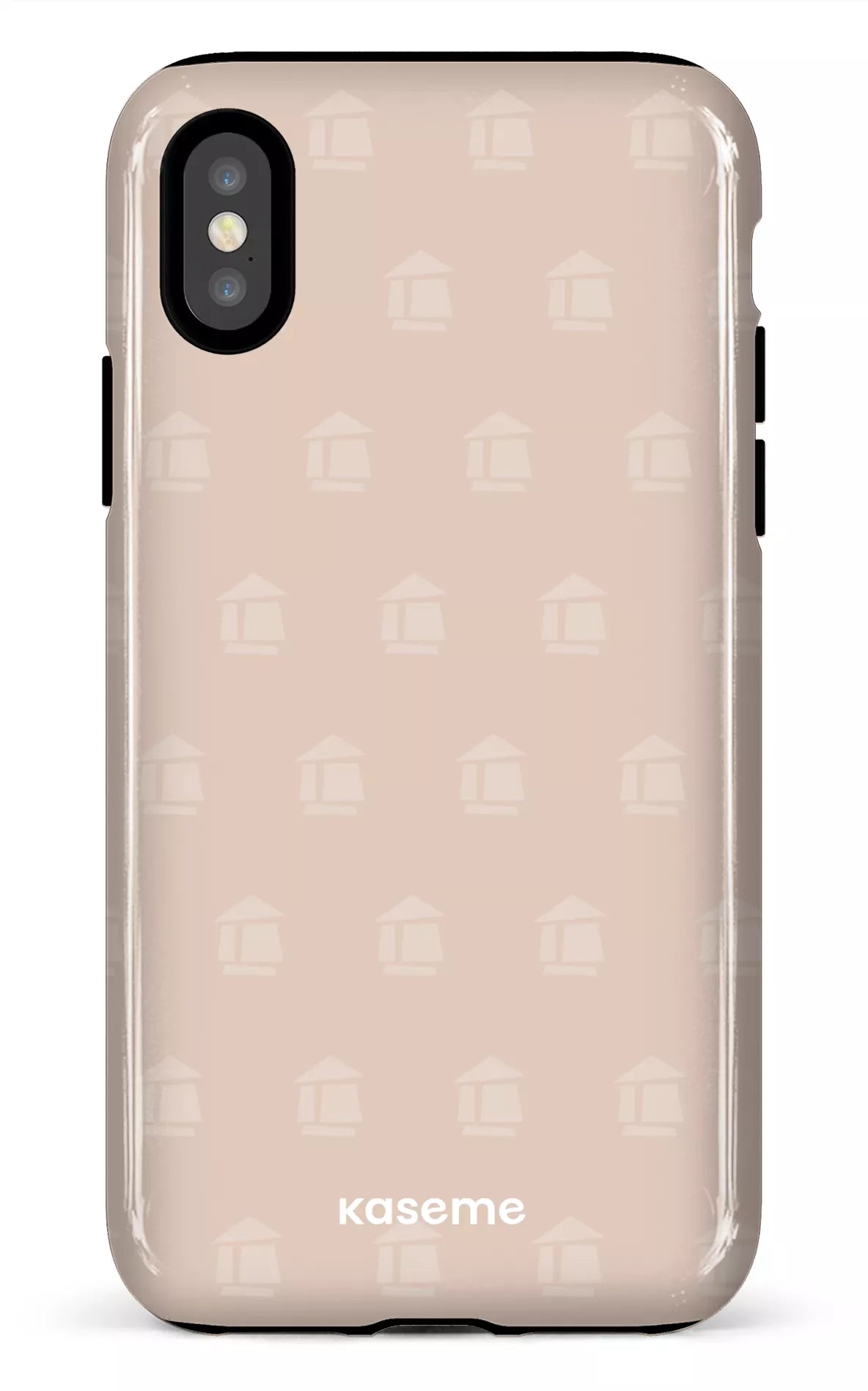 iPhone X/XS Tough Flordeco motif grège -