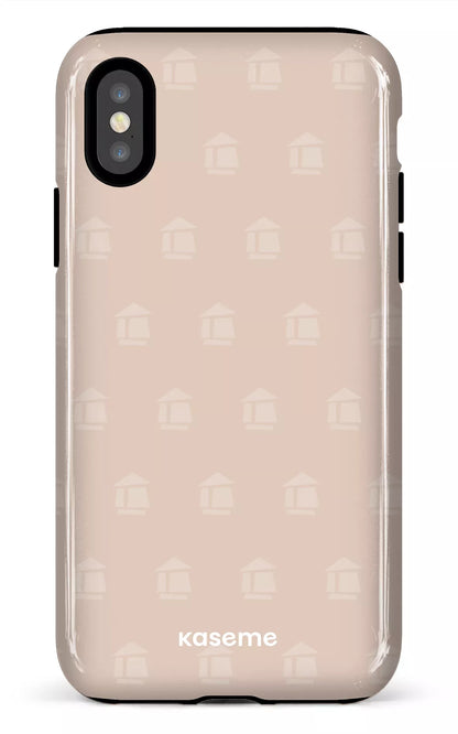 iPhone X/XS Tough Flordeco motif grège -