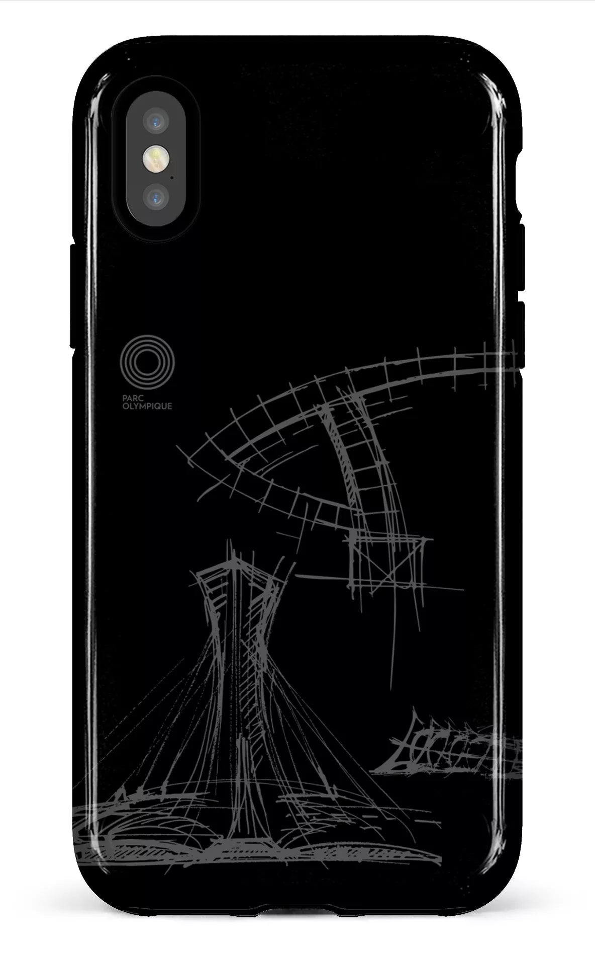 iPhone X/XS Tough Parc Olympique - Croquis Plan Noir -