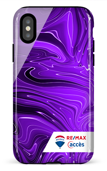 iPhone X/XS Tough Peinture marbrée sombre violette -