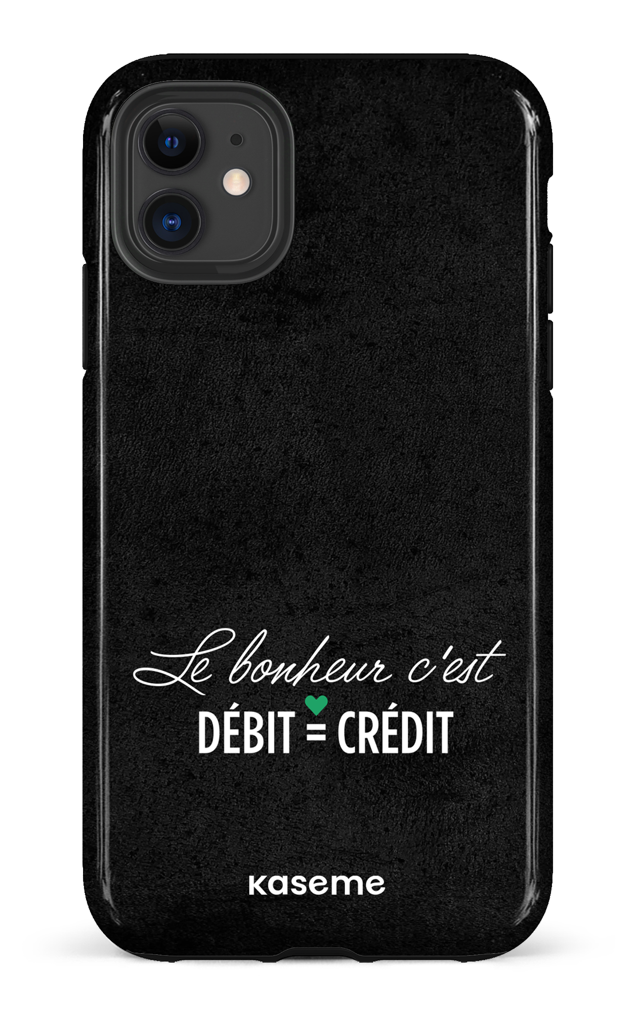 iPhone 11 Tough Le bonheur c'est débit = crédit (noir) -