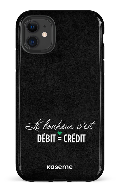iPhone 11 Tough Le bonheur c'est débit = crédit (noir) -
