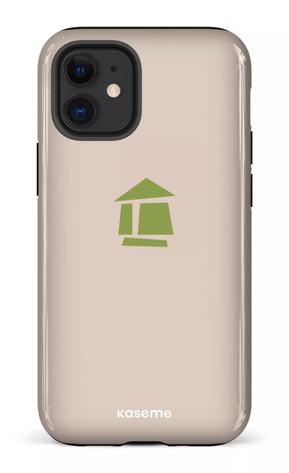 iPhone 12 Mini Tough Flordeco logo grège -