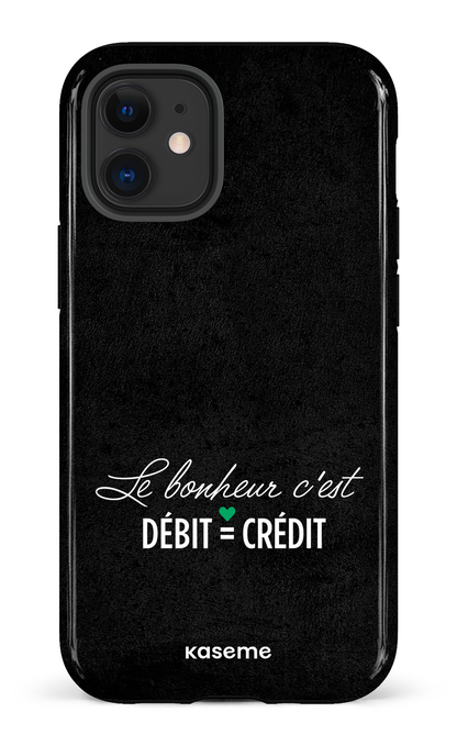iPhone 12 Mini Tough Le bonheur c'est débit = crédit (noir) -