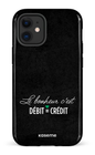 iPhone 12 Mini Tough Le bonheur c'est débit = crédit (noir) -