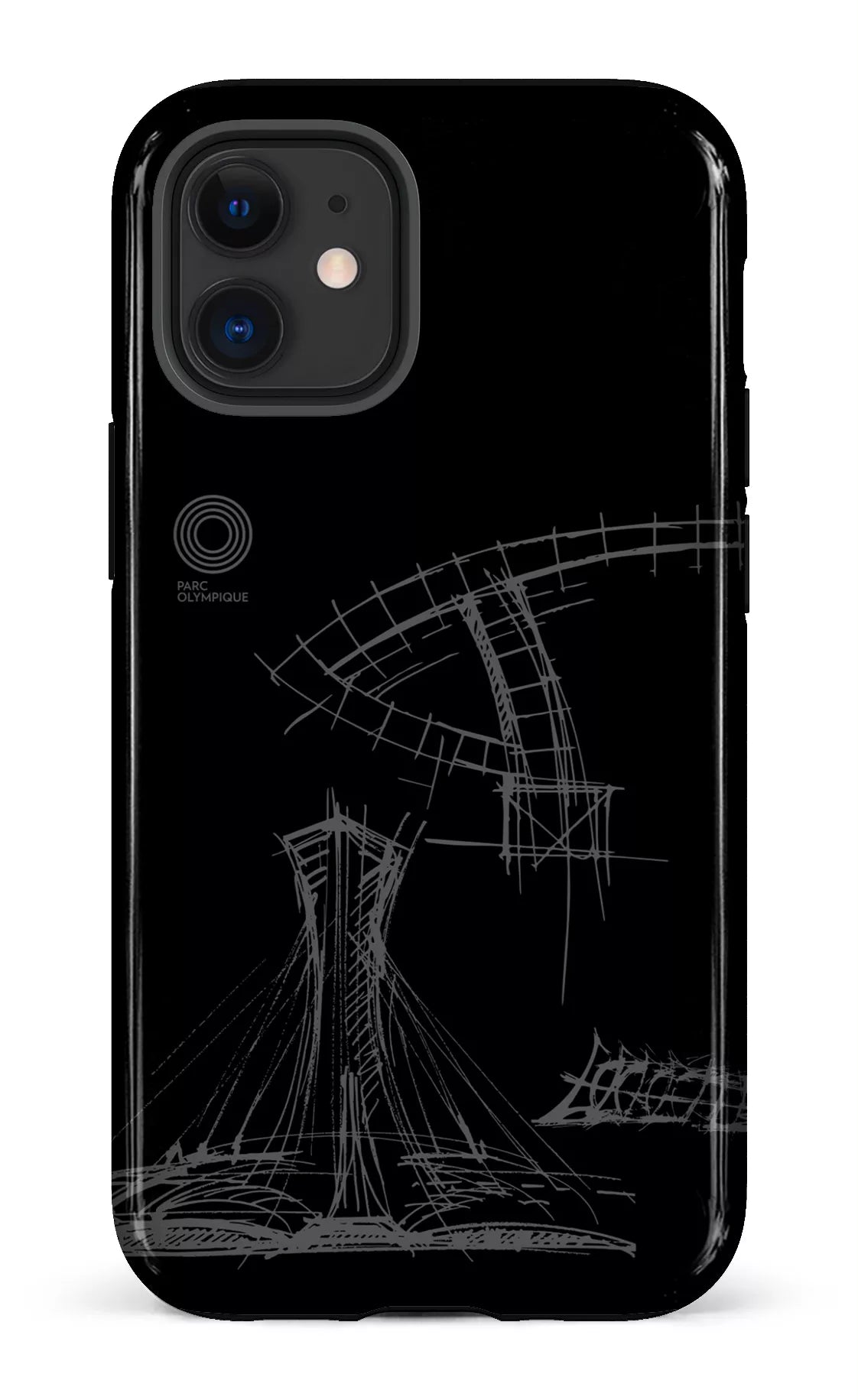 iPhone 12 Mini Tough Parc Olympique - Croquis Plan Noir -