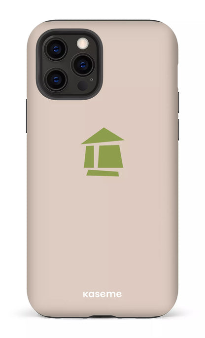 iPhone 12 Pro Tough Matte Flordeco logo grège -