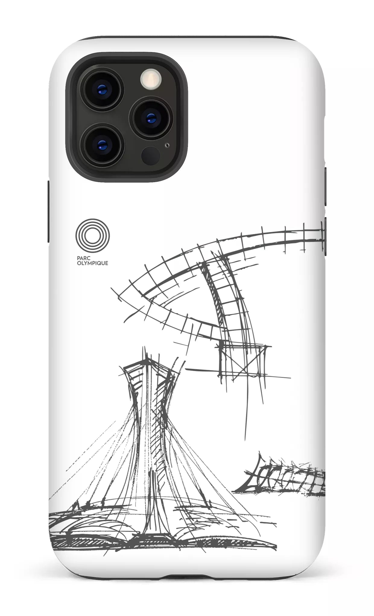 iPhone 12 Pro Tough Matte Parc Olympique - Croquis Plan Blanc -
