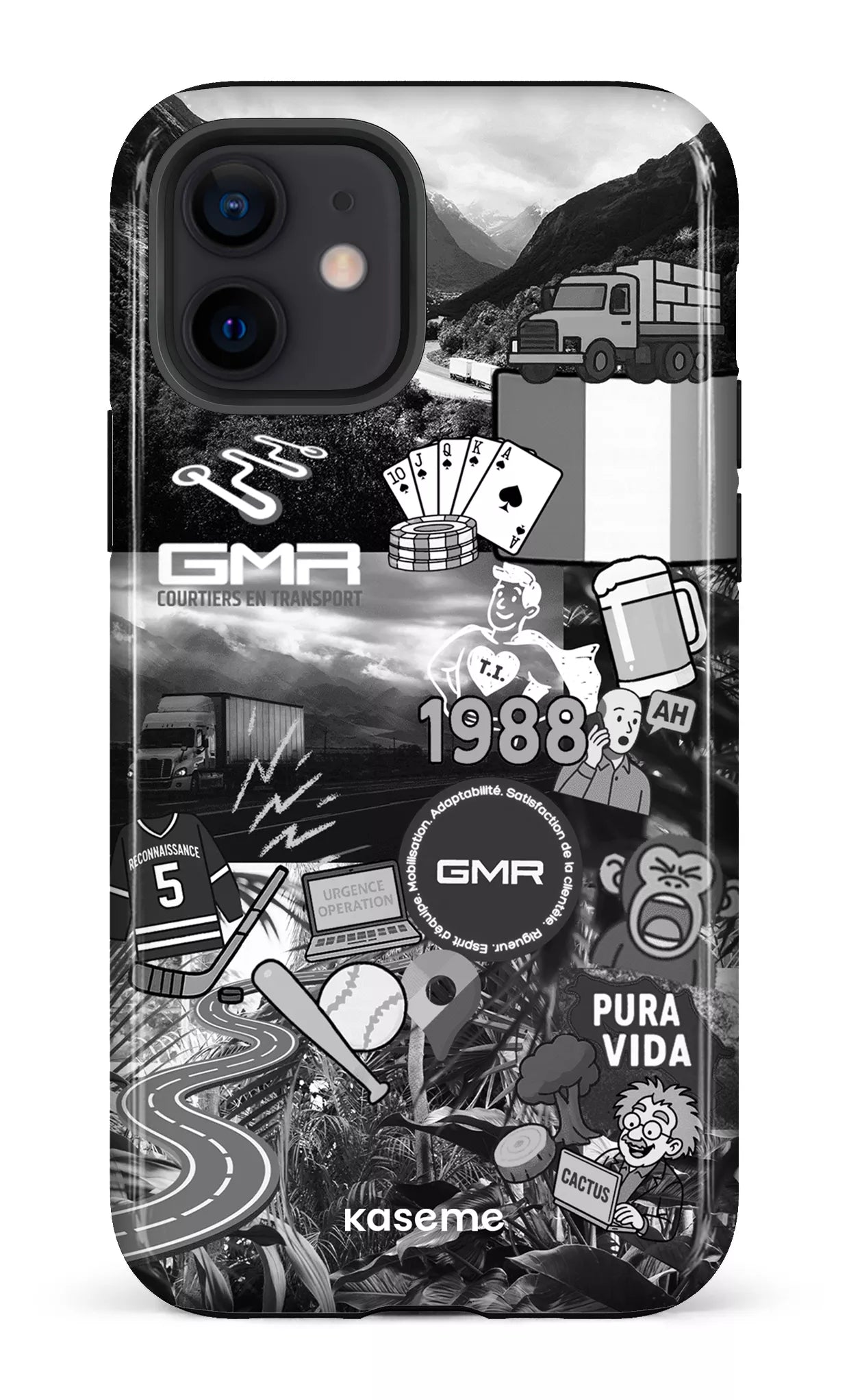 iPhone 12 Tough GMR Collage Noir et Blanc -
