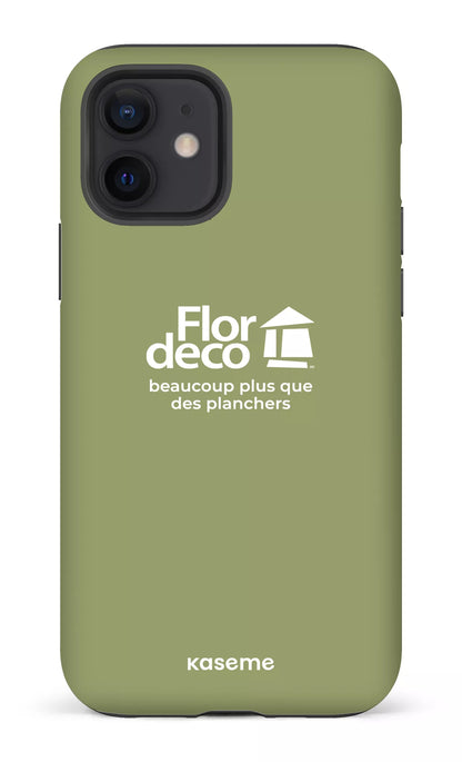 iPhone 12 Tough Matte Flordeco logo Sauge -