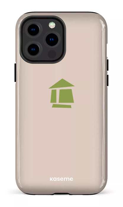 iPhone 13 Pro Max Tough Flordeco logo grège -