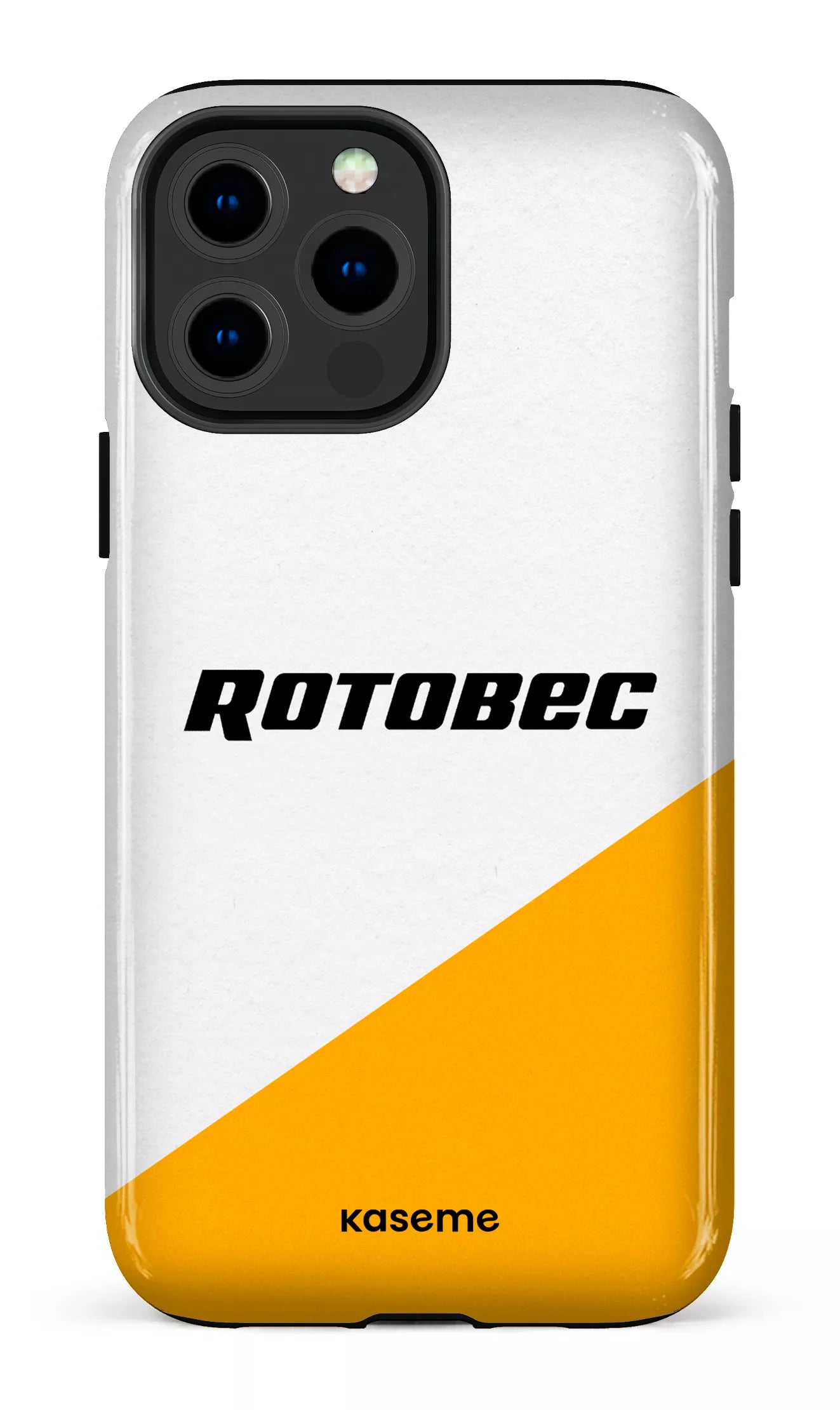 iPhone 13 Pro Max Tough Rotobec Blanc et Jaune -