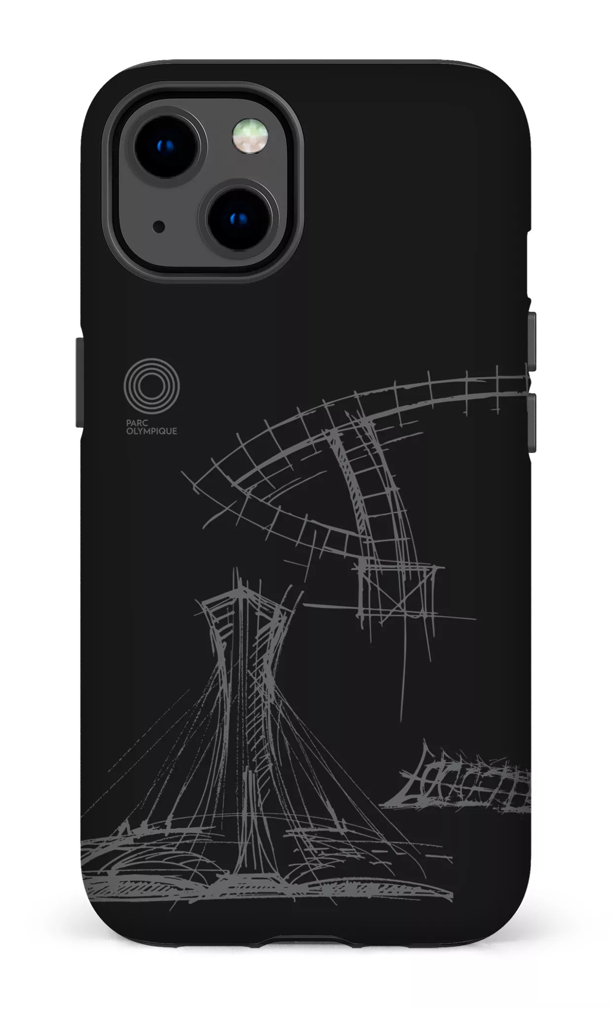 iPhone 13 Tough Matte Parc Olympique - Croquis Plan Noir -