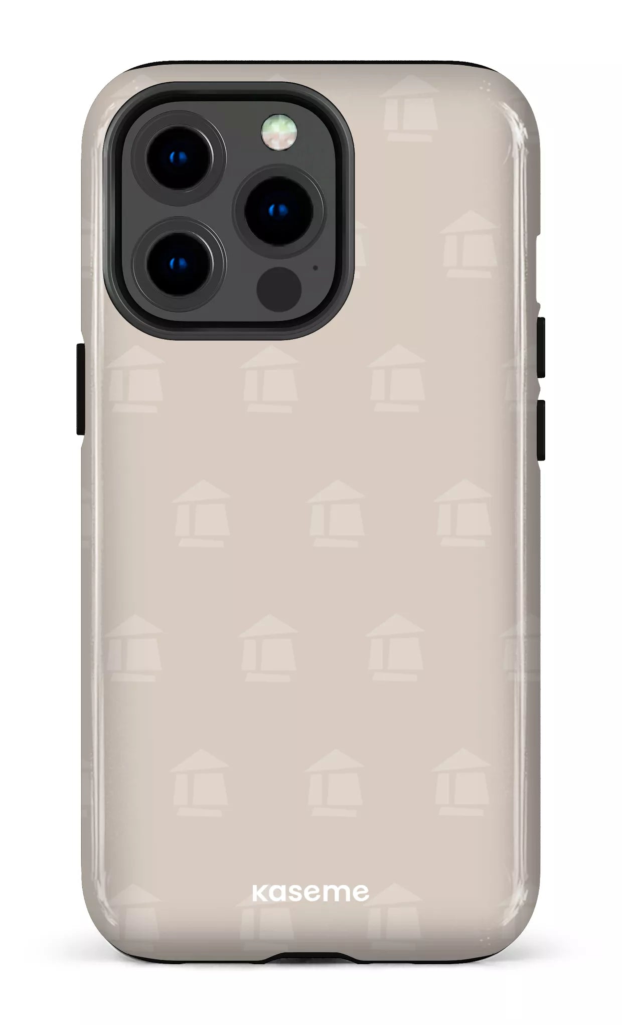 iPhone 13 pro Tough Flordeco motif grège -