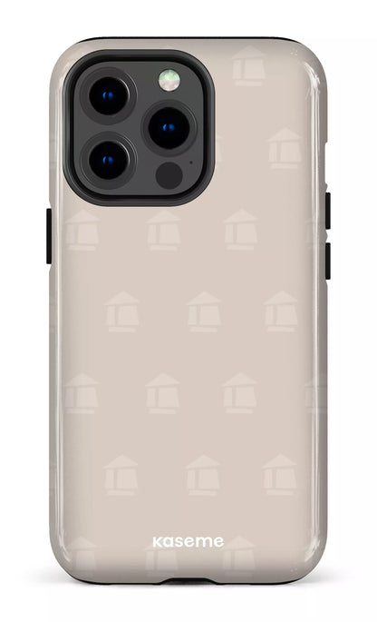 iPhone 13 pro Tough Flordeco motif grège -