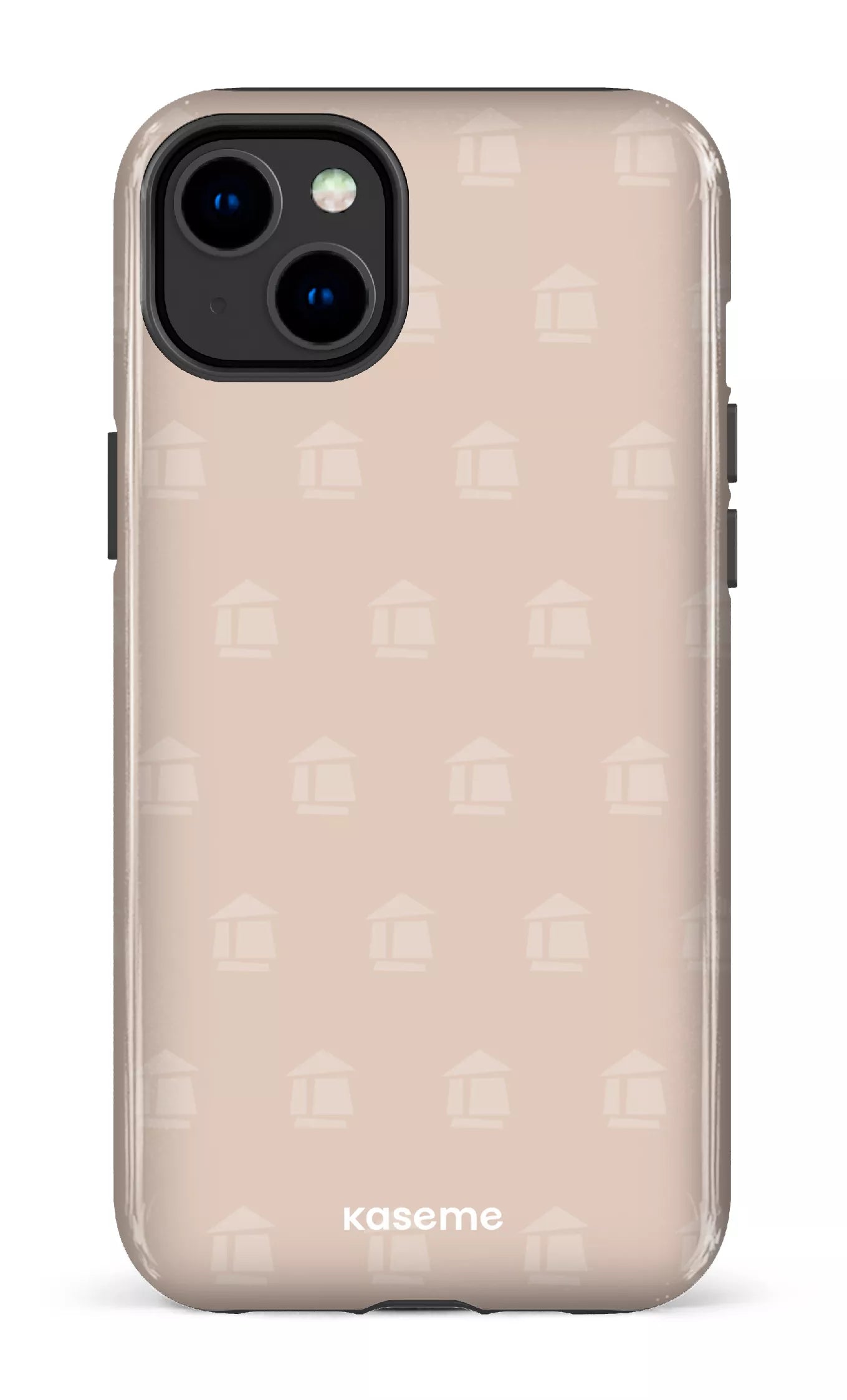 iPhone 14 Plus Tough Gloss Flordeco motif grège -