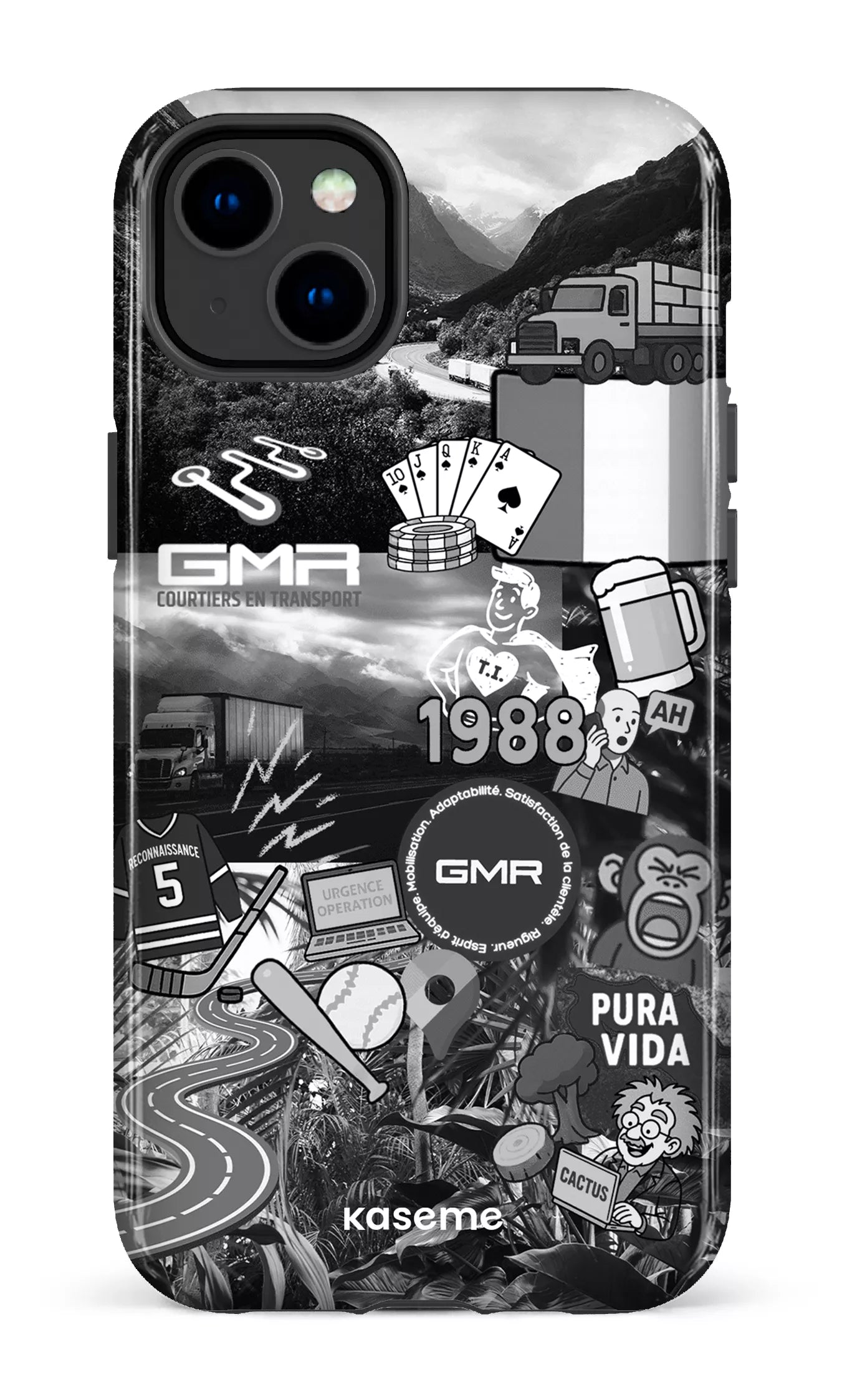 iPhone 14 Plus Tough Gloss GMR Collage Noir et Blanc -