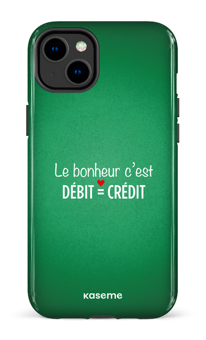iPhone 14 Plus Tough Gloss Le bonheur c'est débit = crédit (vert) -