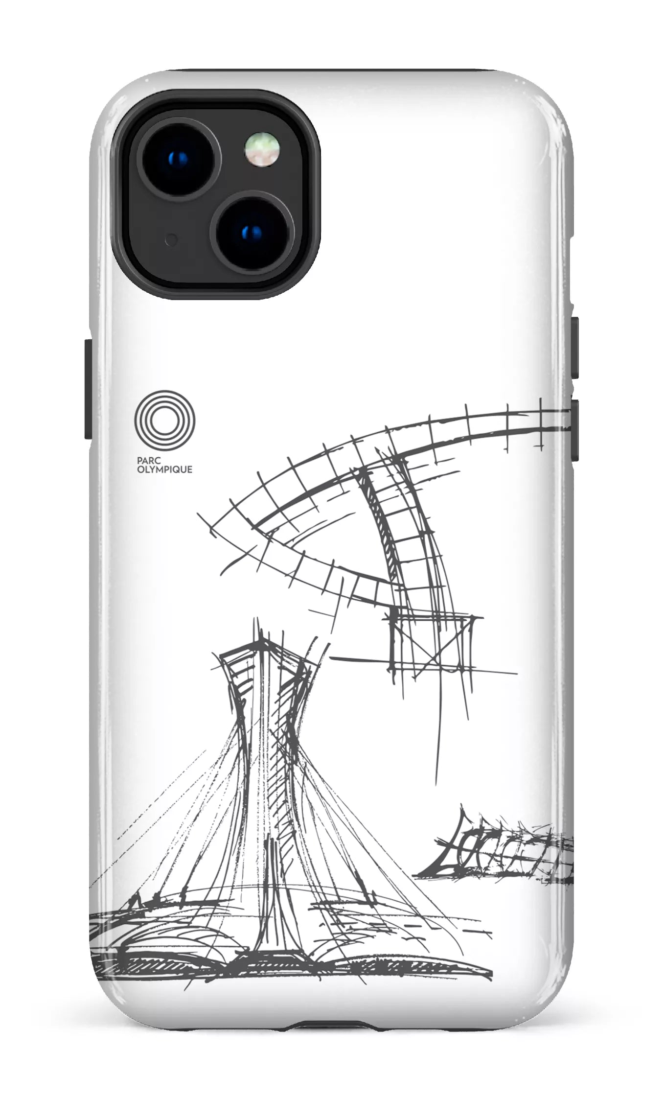 iPhone 14 Plus Tough Gloss Parc Olympique - Croquis Plan Blanc -