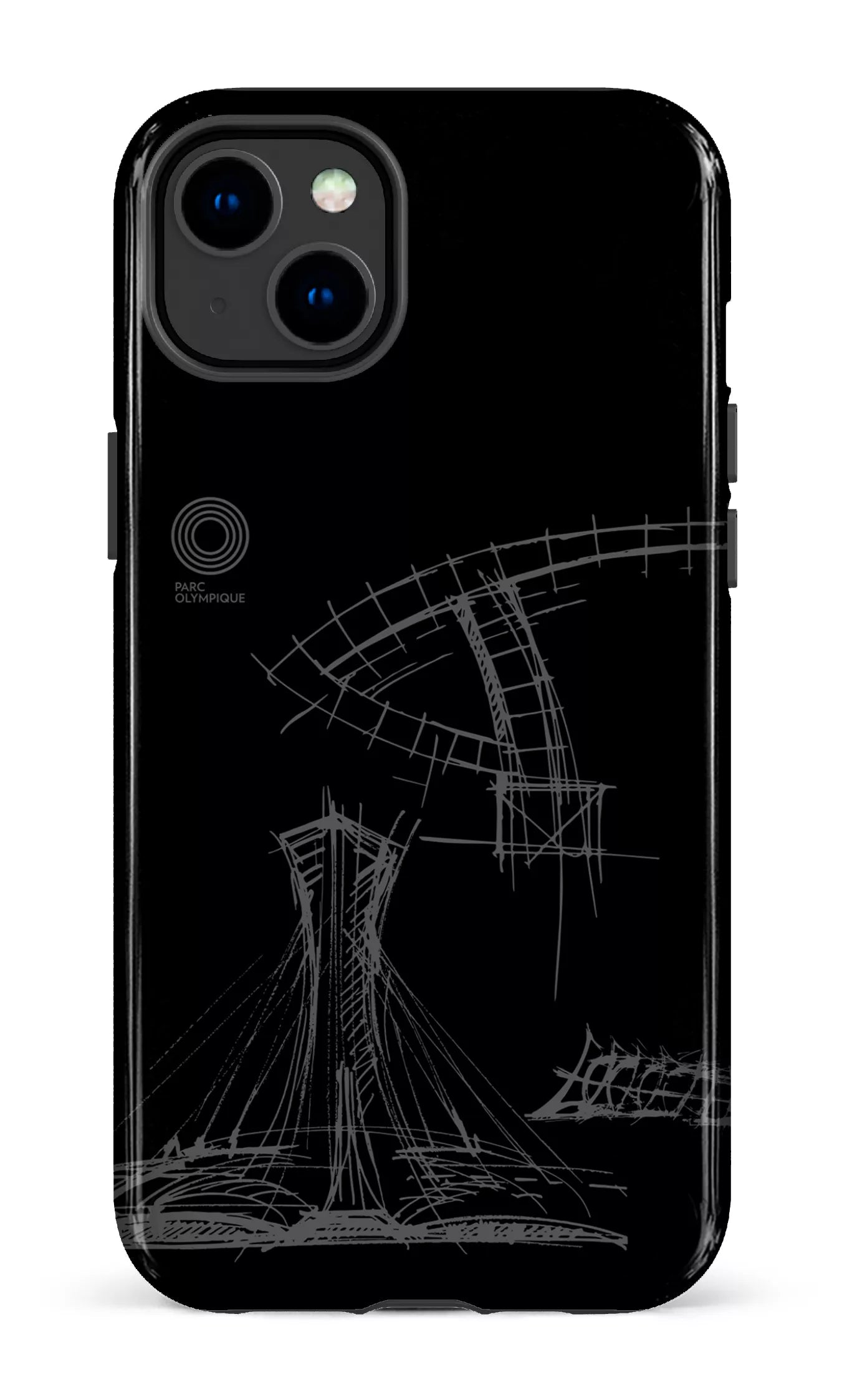 iPhone 14 Plus Tough Gloss Parc Olympique - Croquis Plan Noir -