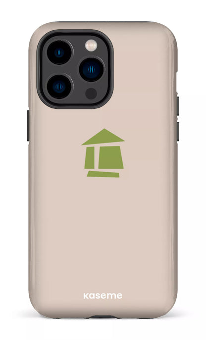 iPhone 14 Pro Max Tough Flordeco logo grège -