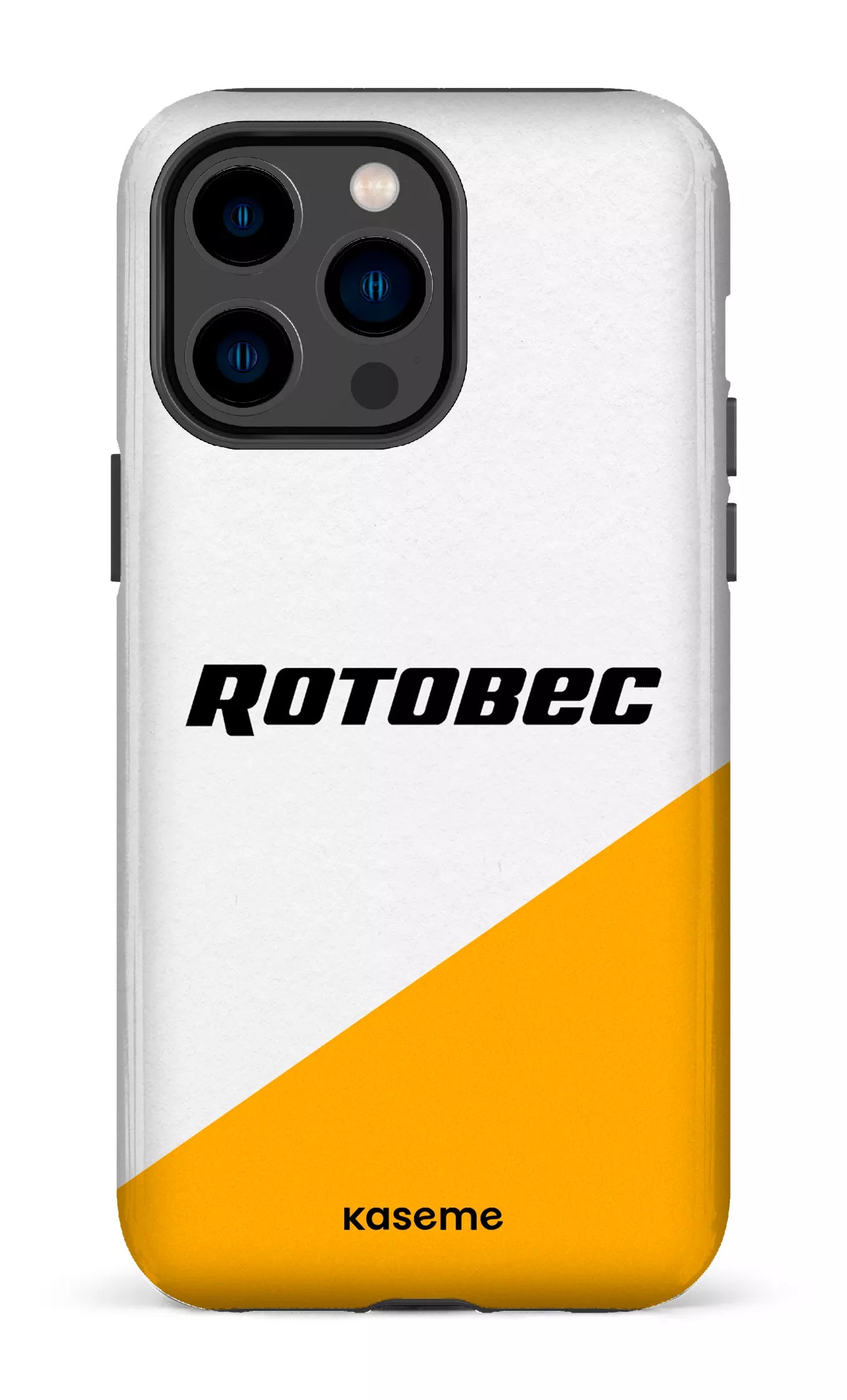 iPhone 14 Pro Max Tough Rotobec Blanc et Jaune -