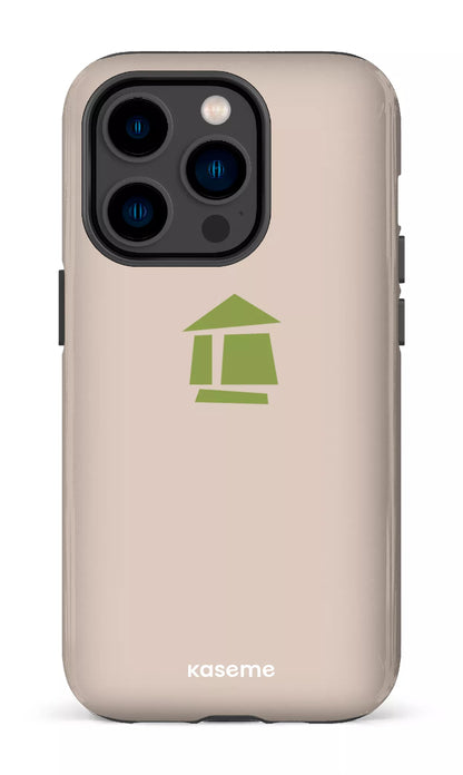 iPhone 14 Pro Tough Flordeco logo grège -